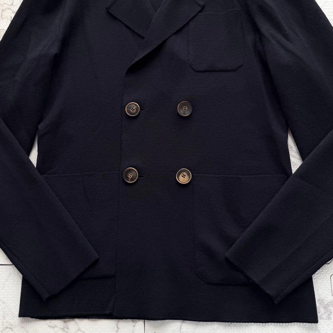 美品✨ジョルジオアルマーニ ニット ダブル テーラードジャケット ネイビー 46