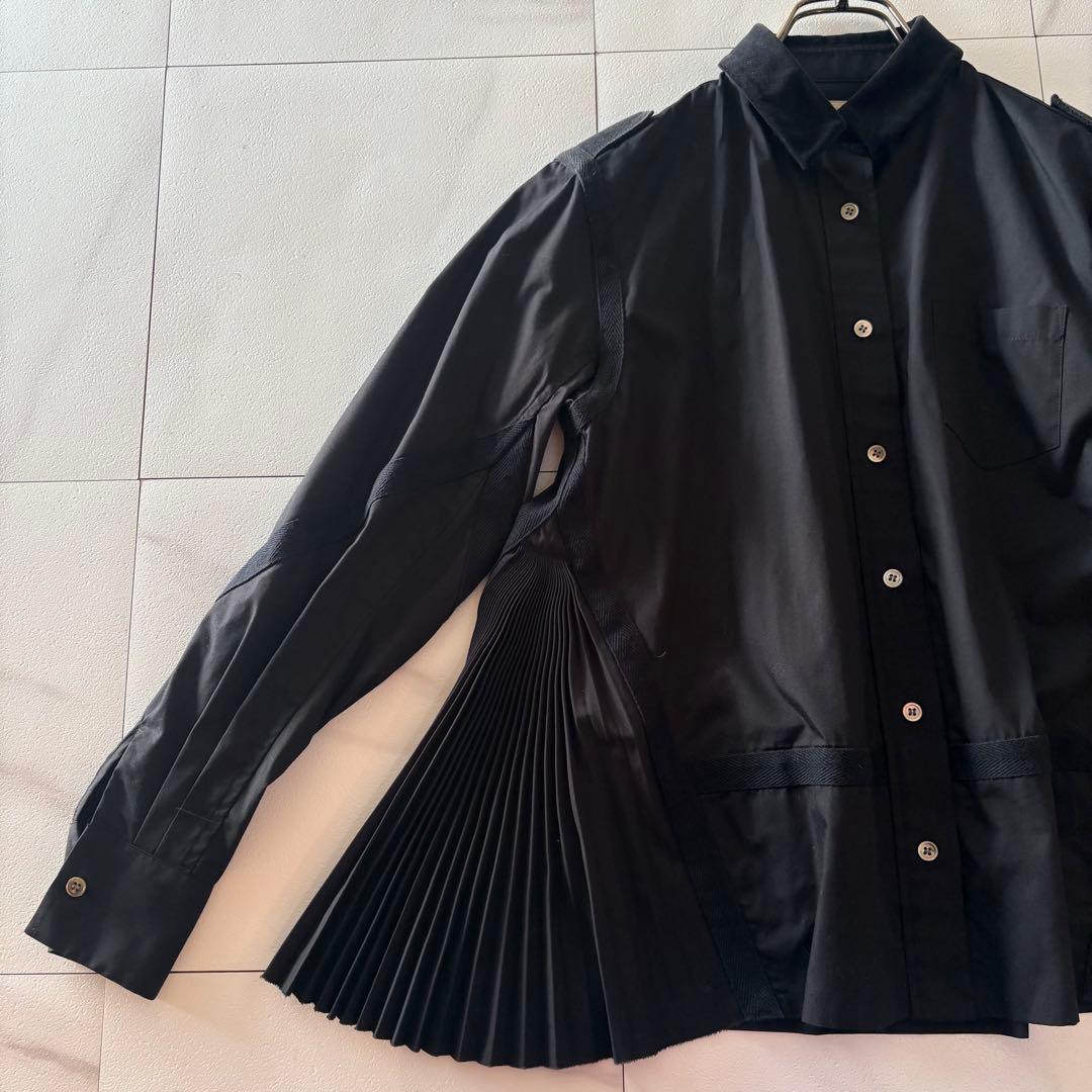 sacai ベロアシャツブラウス　黒　長袖　トップス　1size