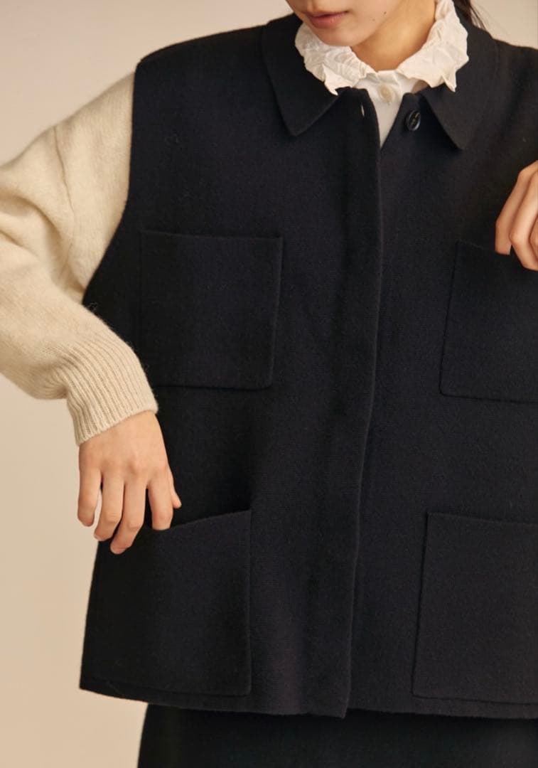 mizuiro ind襟付きワイドベスト