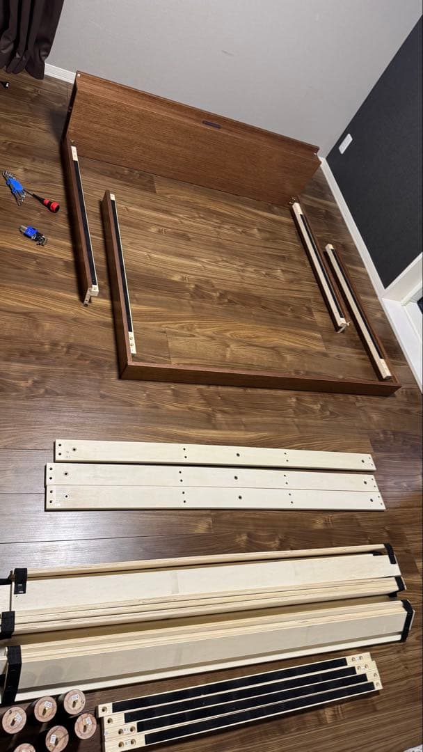 USBコンセント付 すのこダブルベッドフレーム ブラウン