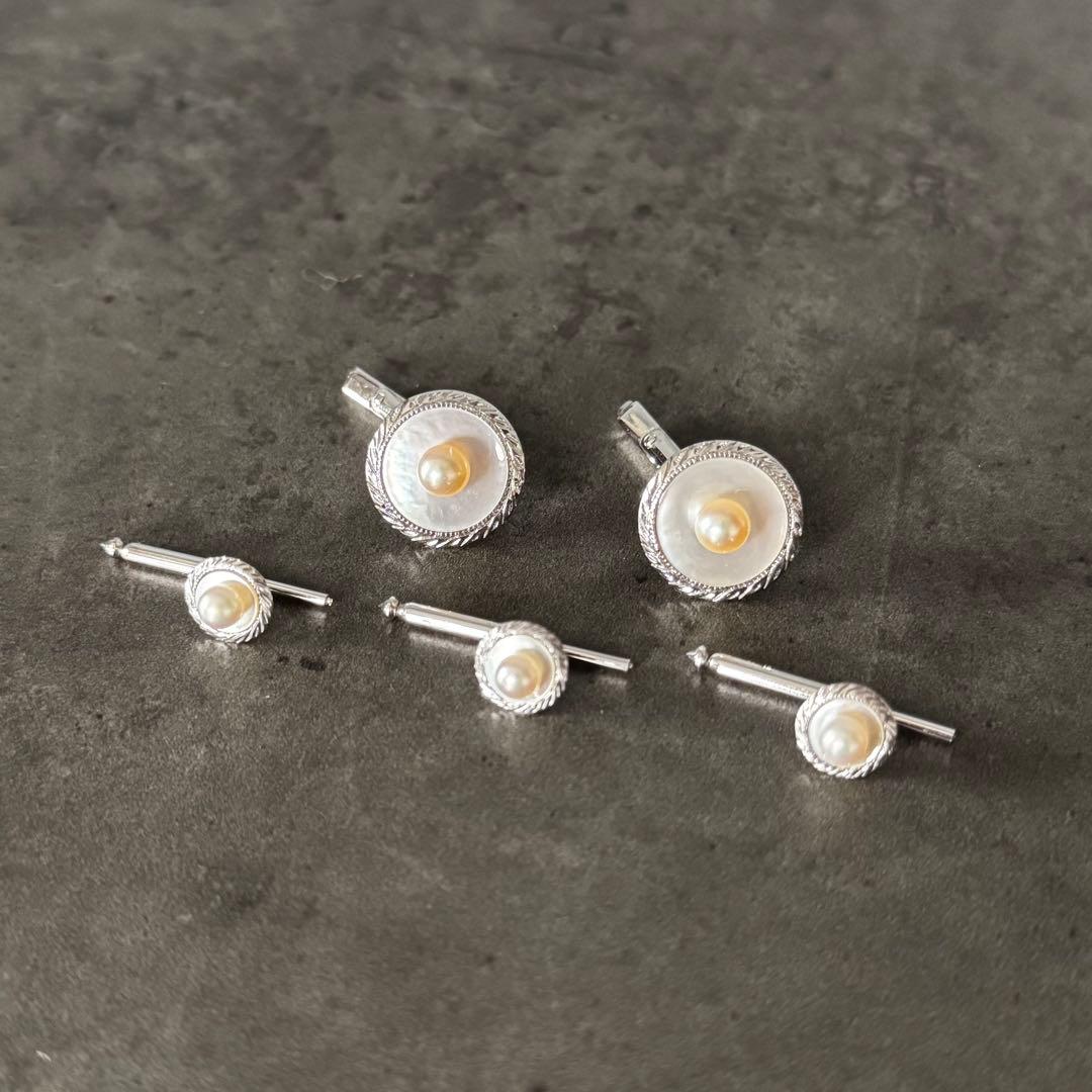 【美品 アンティーク】メンズカフリングスなど パール 真珠