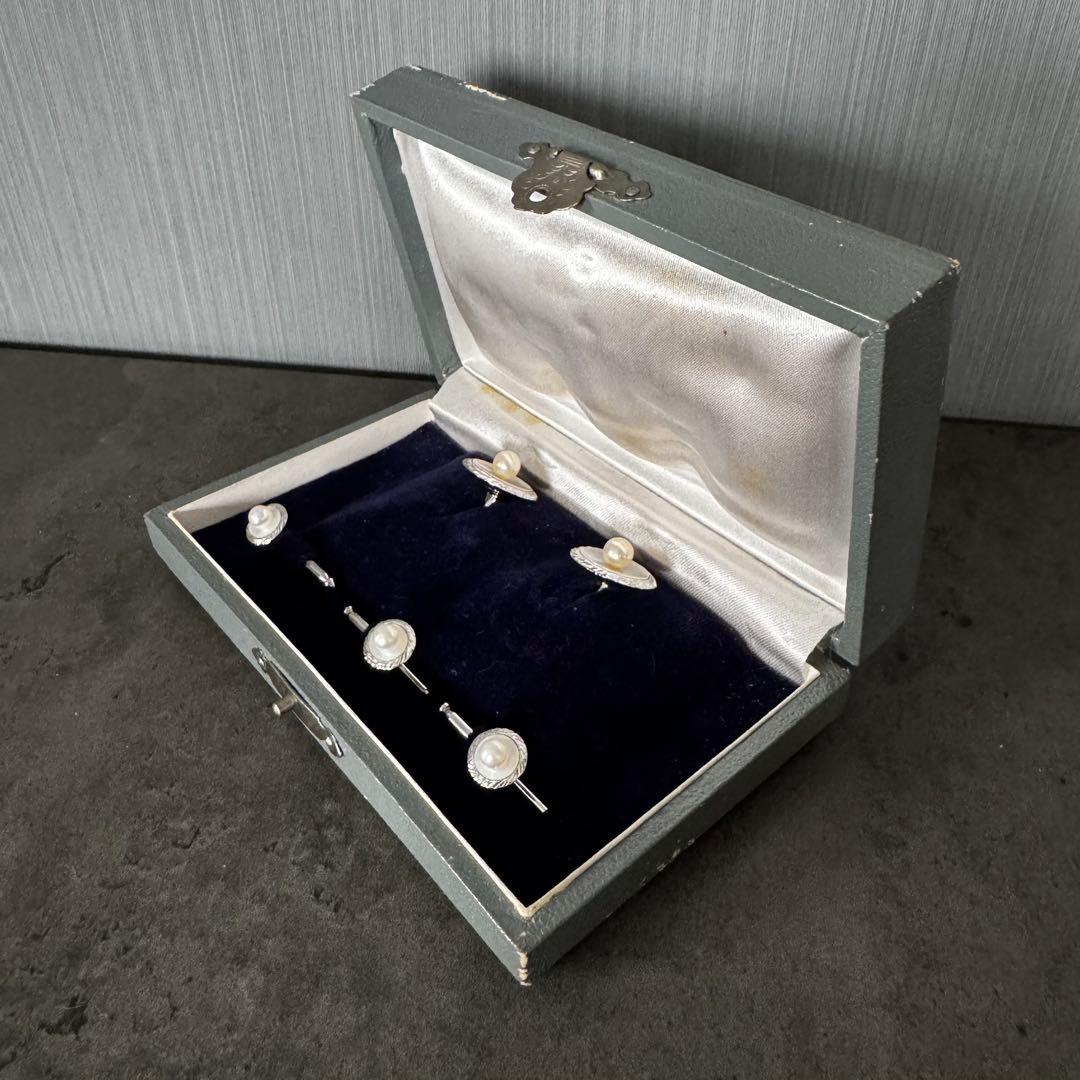 【美品 アンティーク】メンズカフリングスなど パール 真珠