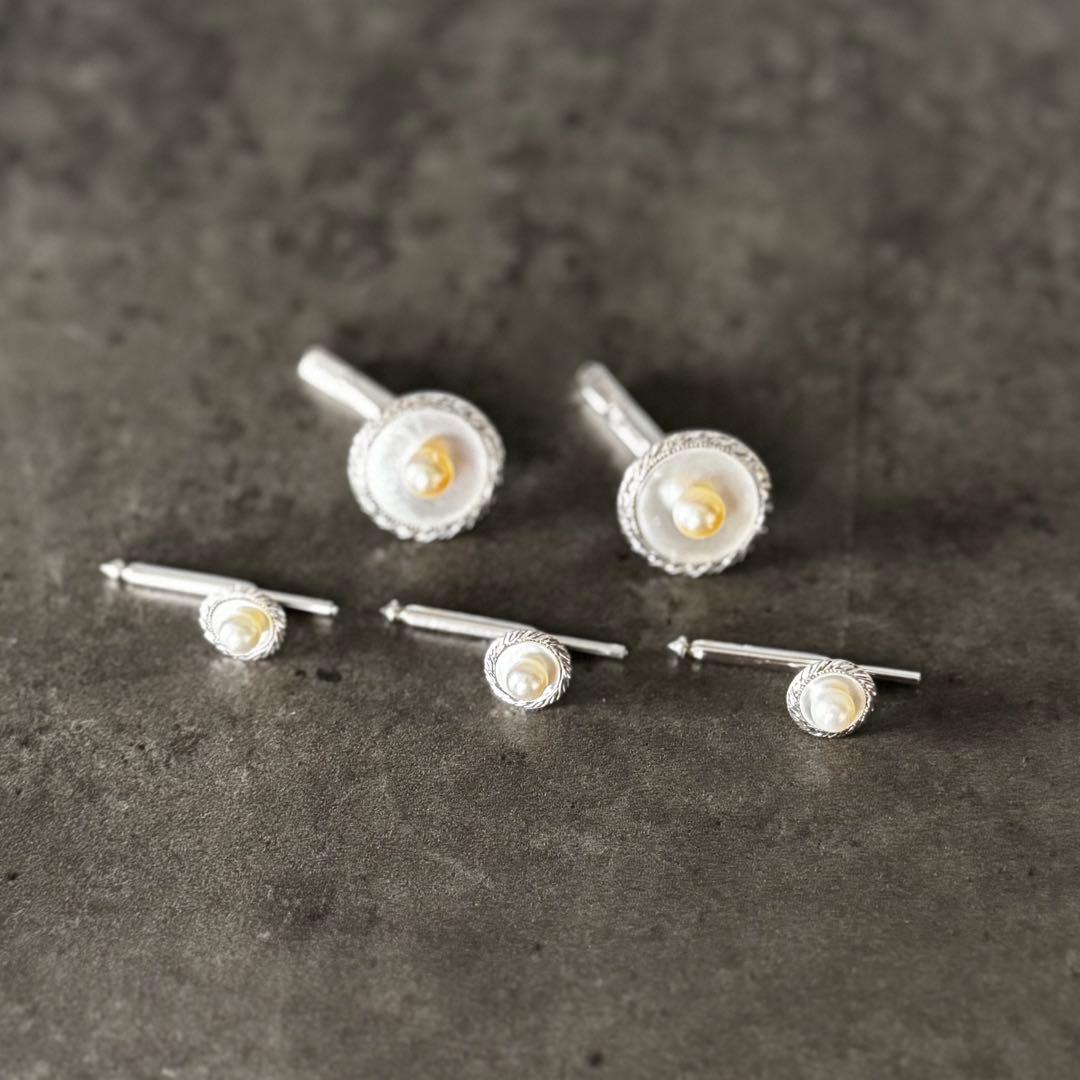 【美品 アンティーク】メンズカフリングスなど パール 真珠