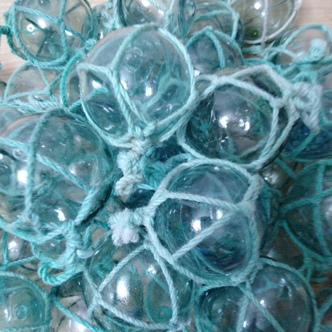 ガラス浮球　浮き玉　ガラス玉　漁具　 ５０個セット　網紐付き