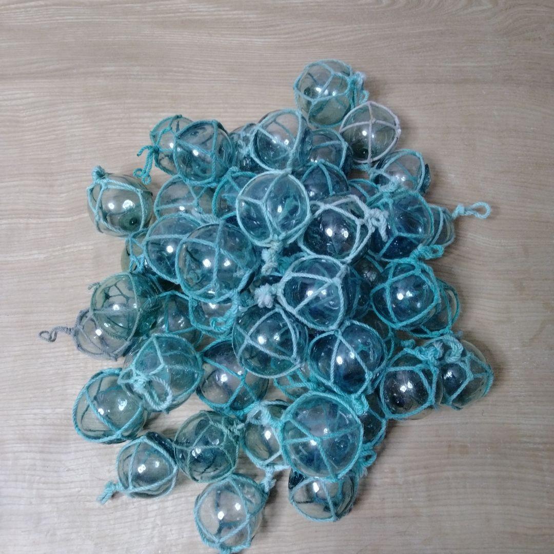 ガラス浮球　浮き玉　ガラス玉　漁具　 ５０個セット　網紐付き