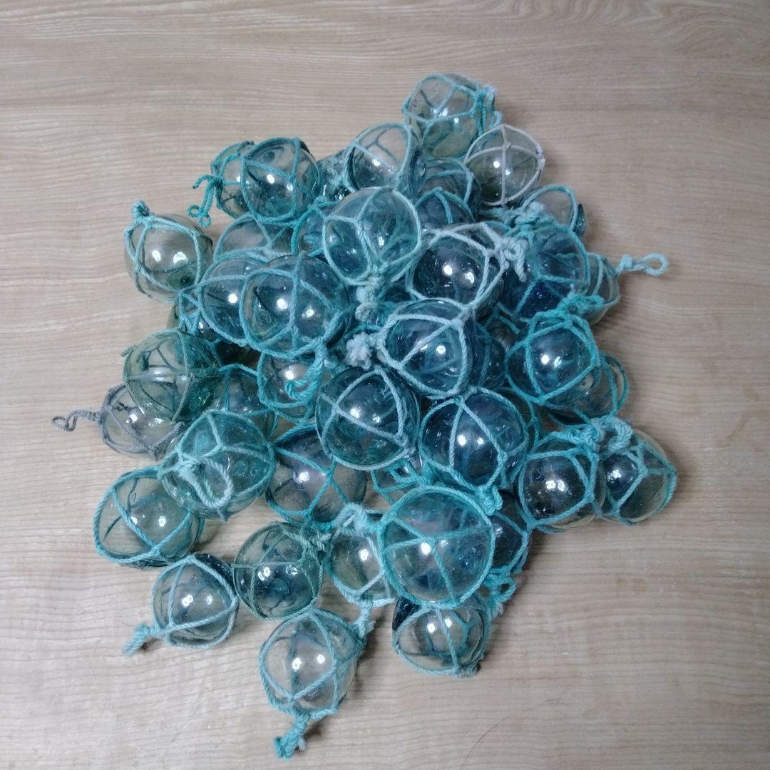 ガラス浮球　浮き玉　ガラス玉　漁具　 ５０個セット　網紐付き