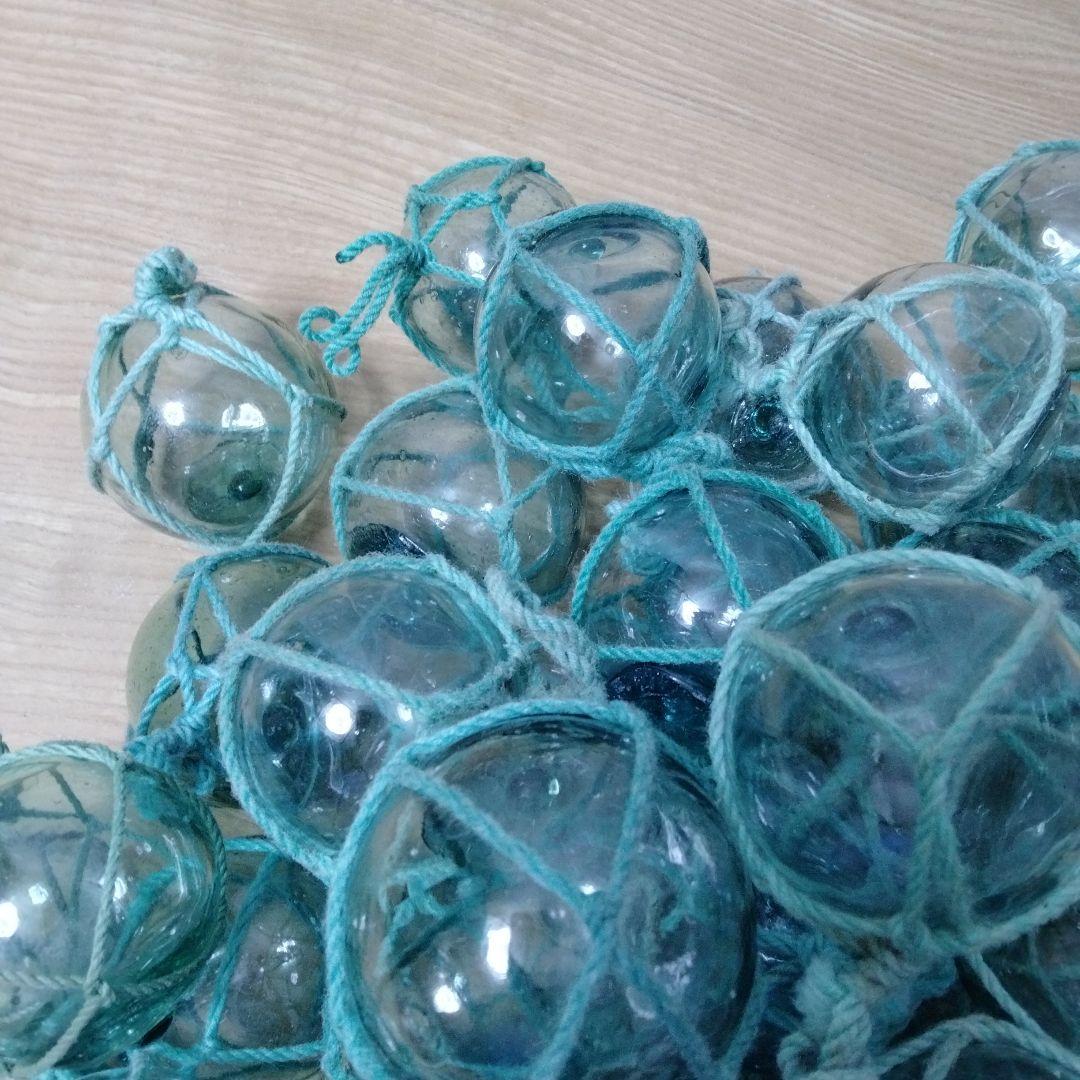 ガラス浮球　浮き玉　ガラス玉　漁具　 ５０個セット　網紐付き