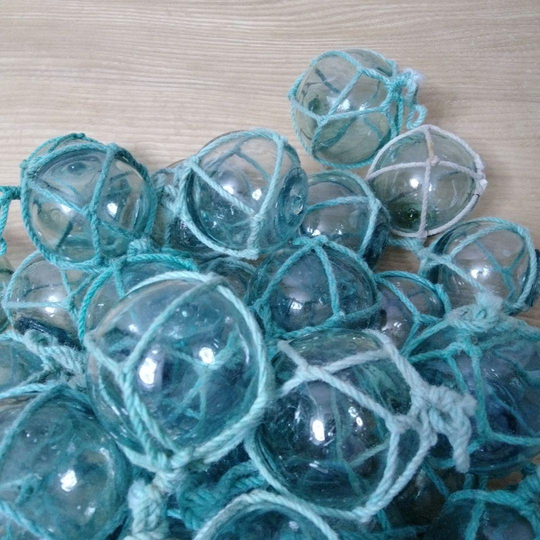 ガラス浮球　浮き玉　ガラス玉　漁具　 ５０個セット　網紐付き