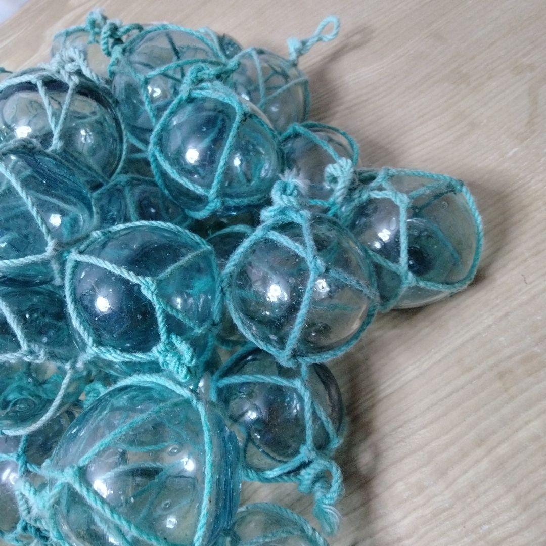 ガラス浮球　浮き玉　ガラス玉　漁具　 ５０個セット　網紐付き