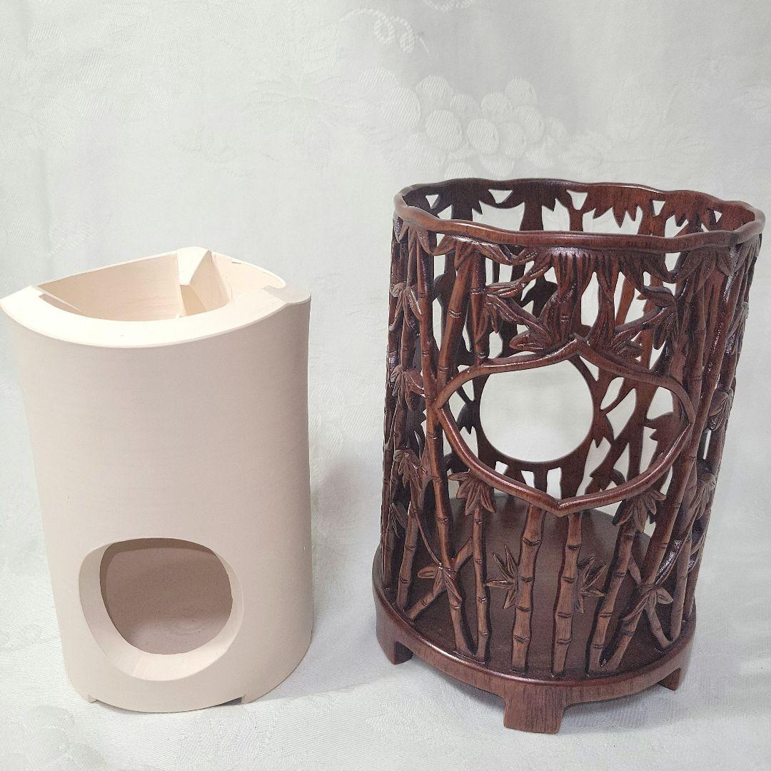 紅木透かし彫り　　凉炉