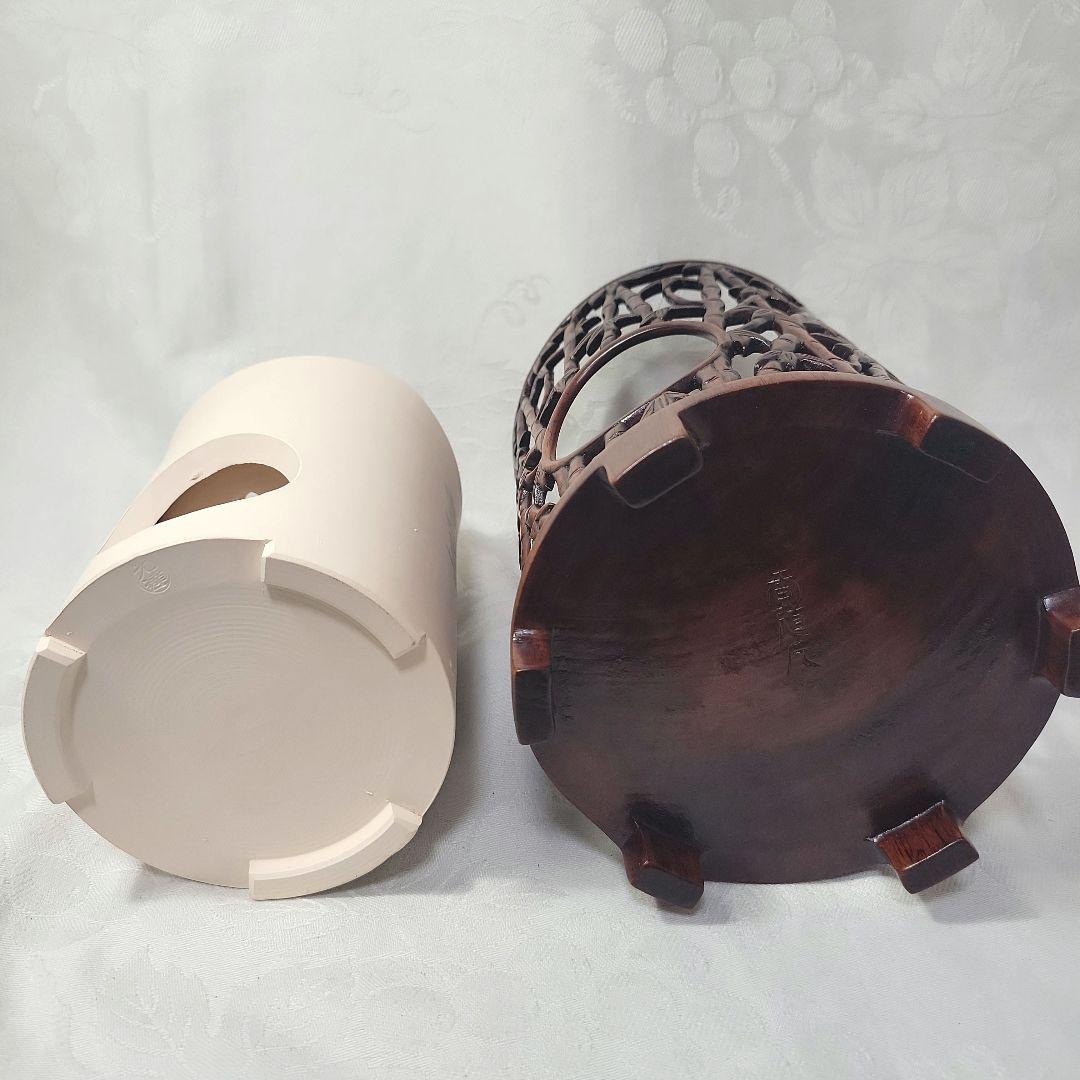 紅木透かし彫り　　凉炉