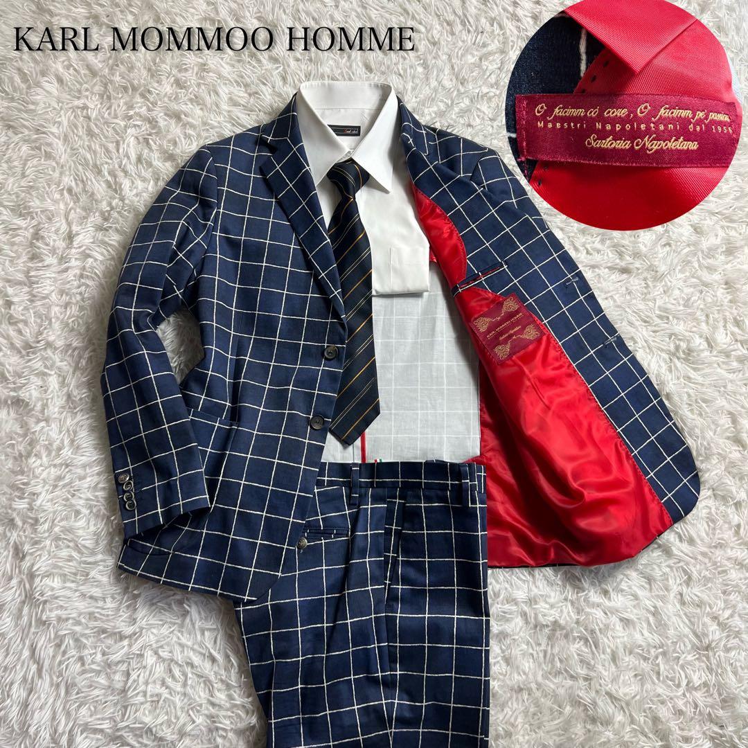 KARL MOMMOO カールモンモー　イタリア高級スーツ　セットアップ　裏地赤