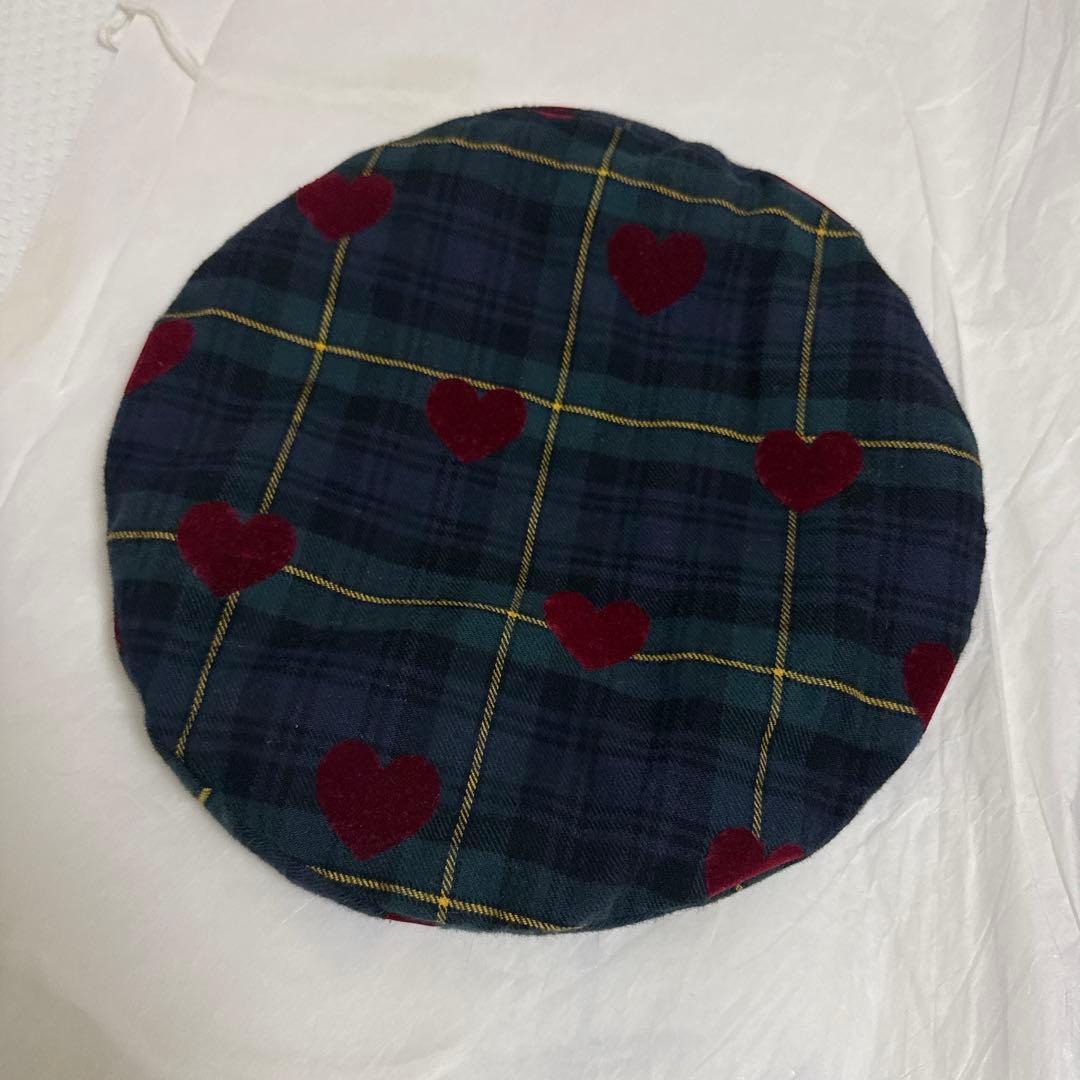 HEIHEI ハートチェックベレー帽 緑