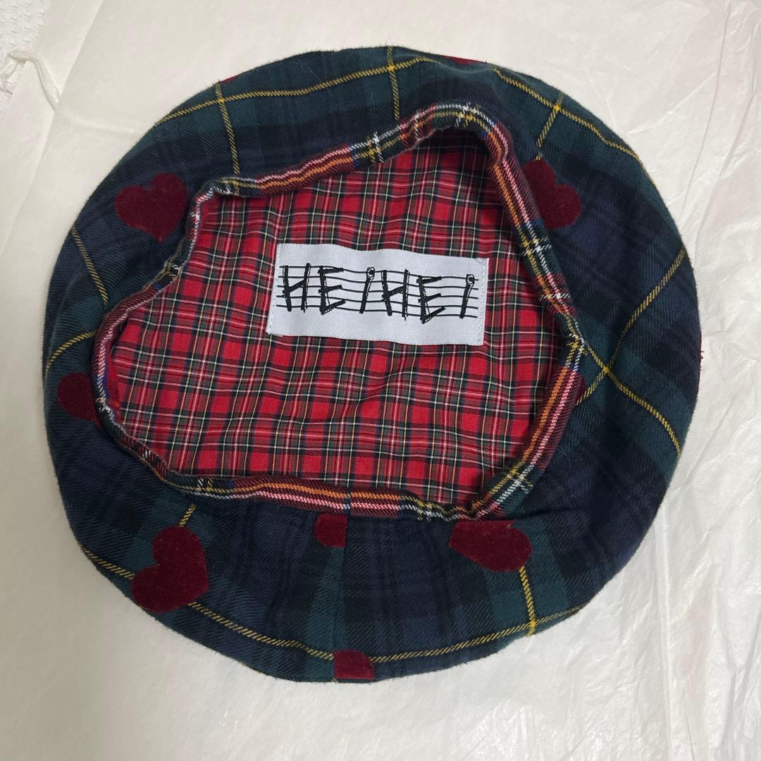HEIHEI ハートチェックベレー帽 緑