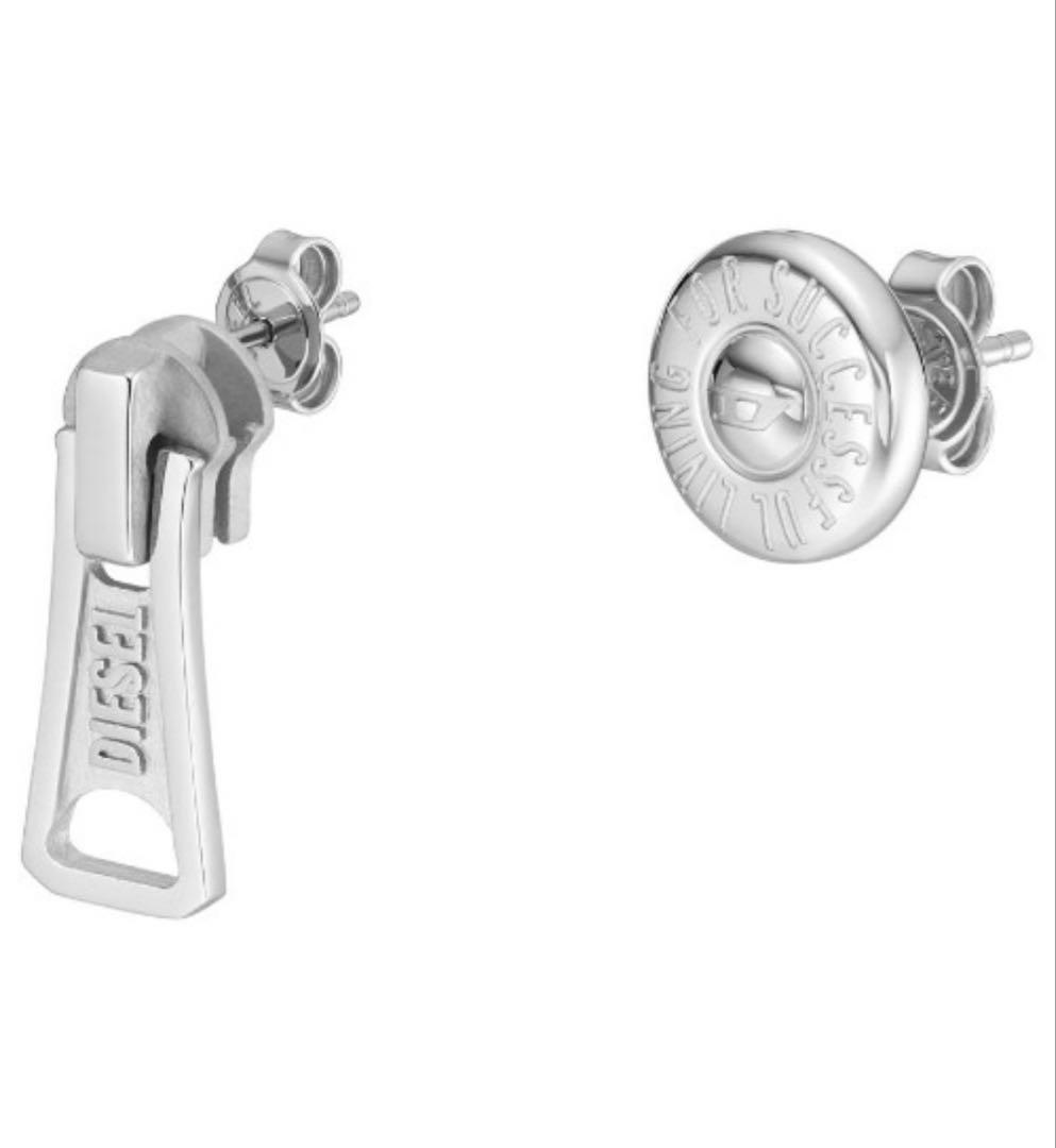 DIESEL ジッパー型ピアス シルバー