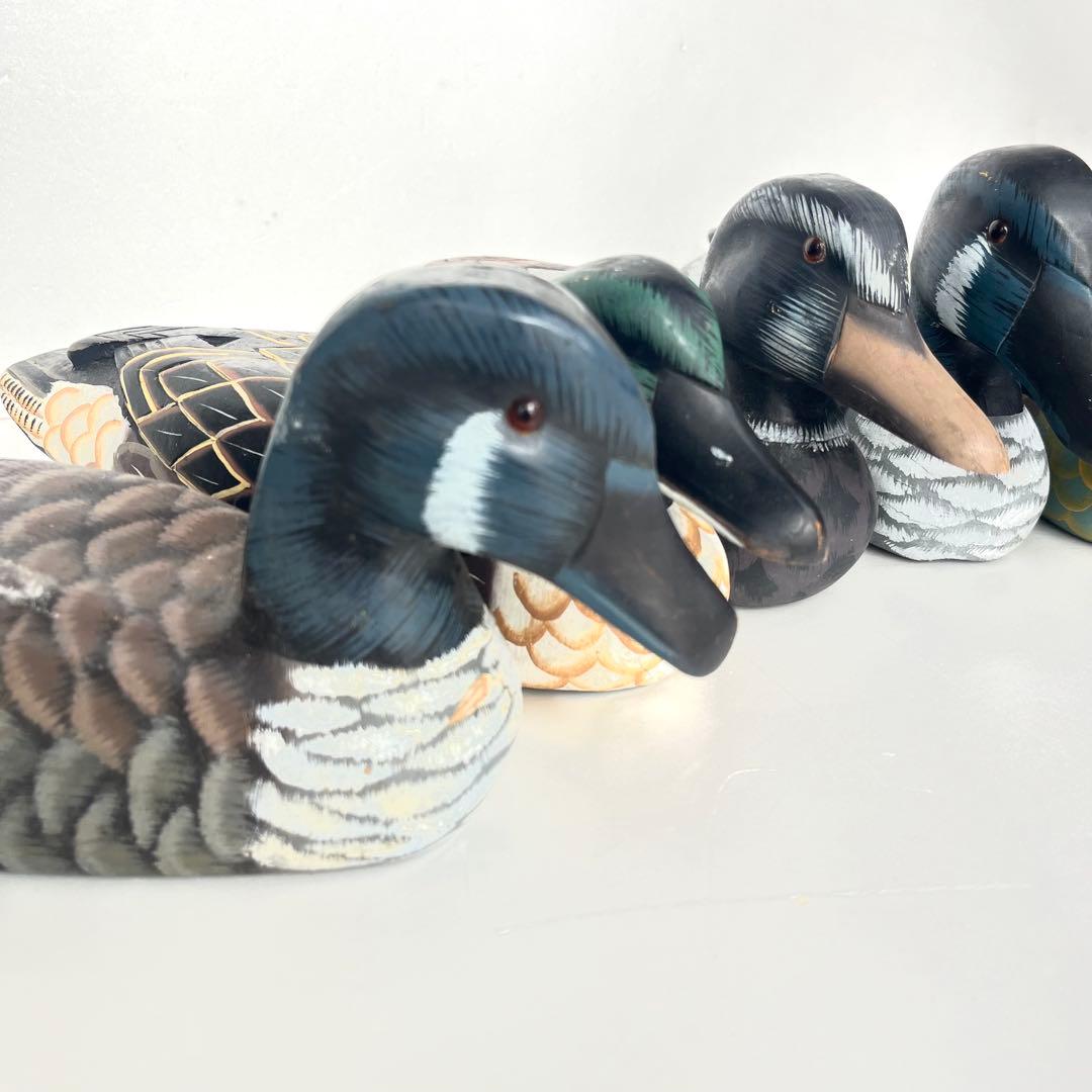 アンティーク　鴨　デコイ　置物　5体セット