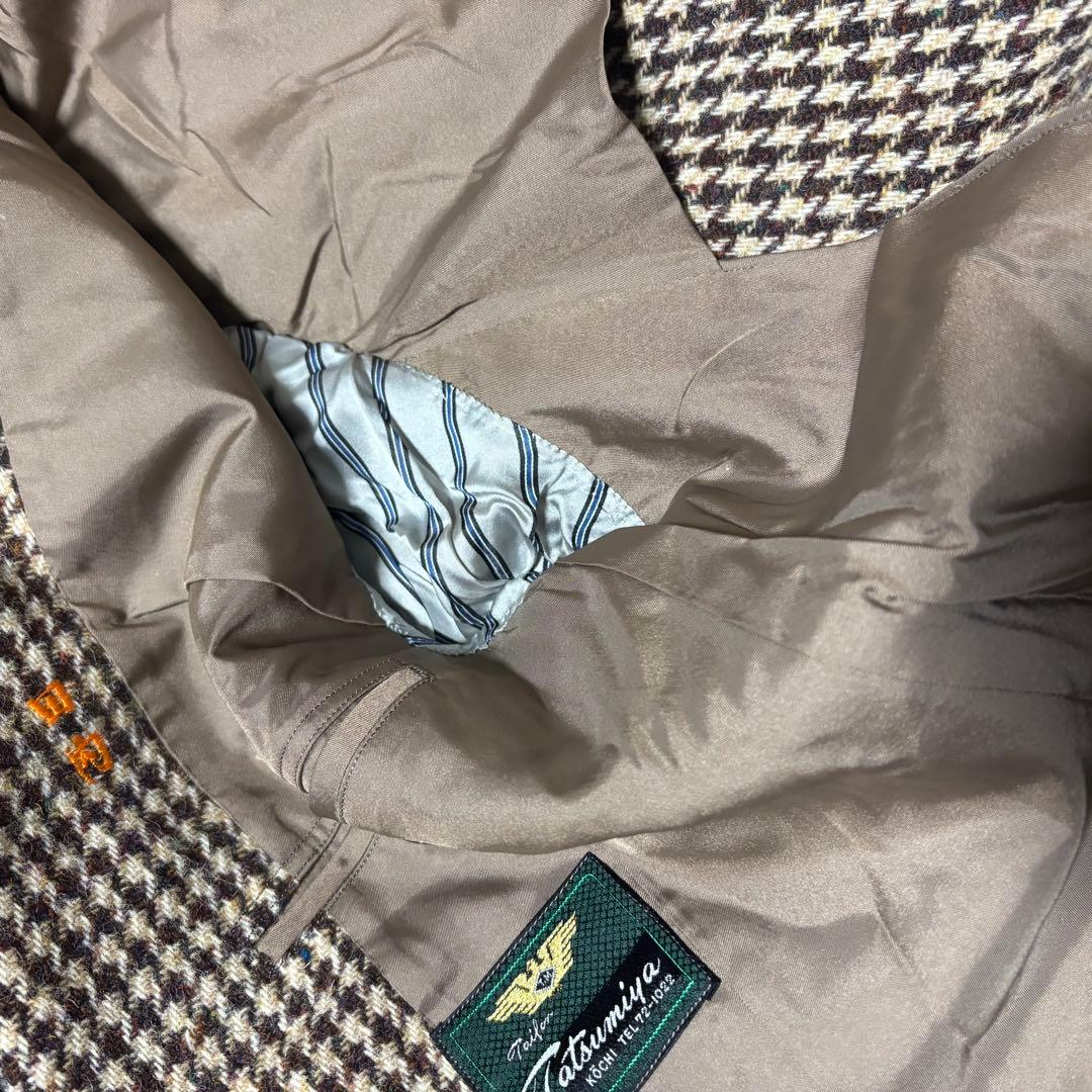 80s 英国製生地 ハリスツイード 千鳥格子 テーラードジャケット　日本仕立て