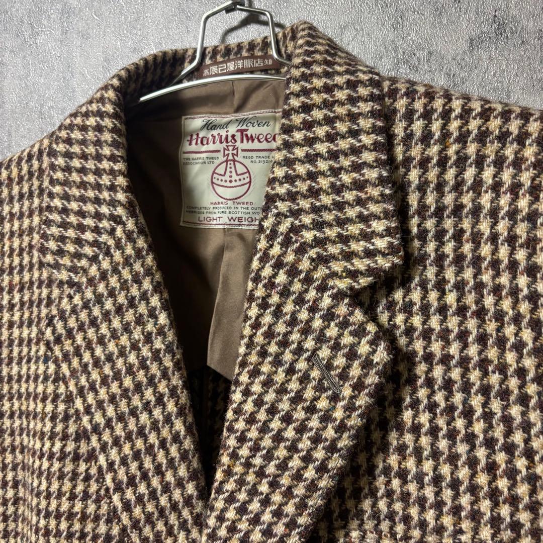 80s 英国製生地 ハリスツイード 千鳥格子 テーラードジャケット　日本仕立て