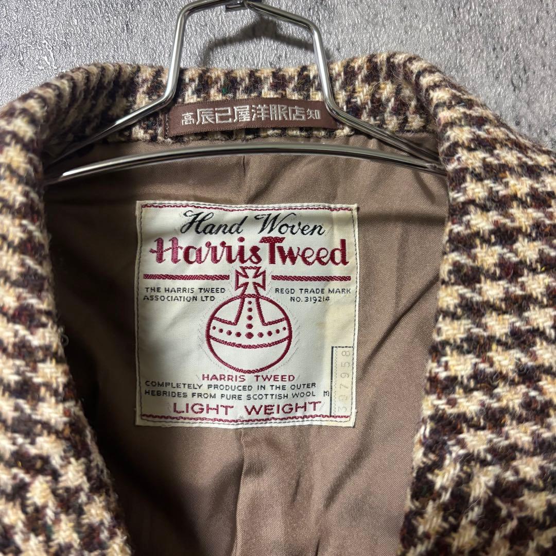 80s 英国製生地 ハリスツイード 千鳥格子 テーラードジャケット　日本仕立て