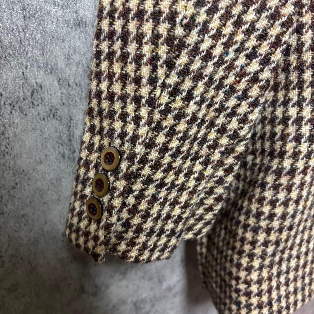 80s 英国製生地 ハリスツイード 千鳥格子 テーラードジャケット　日本仕立て