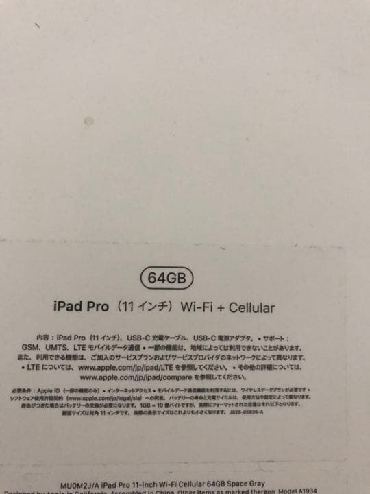 iPad pro11インチ WiFi + cellular