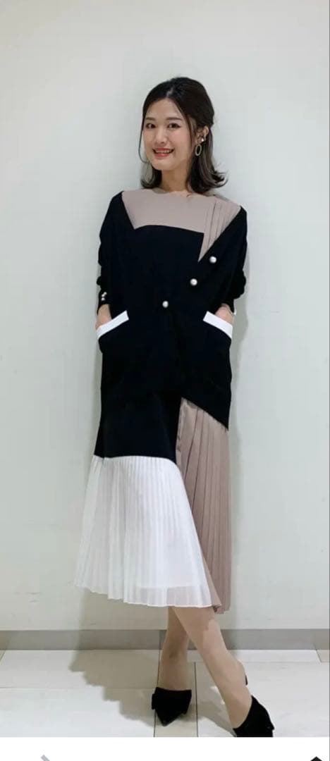 グレースコンチネンタル　グレースクラス　 カラーブロックプリーツワンピース 36