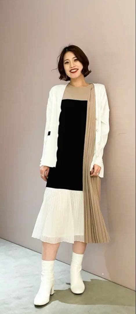 グレースコンチネンタル　グレースクラス　 カラーブロックプリーツワンピース 36