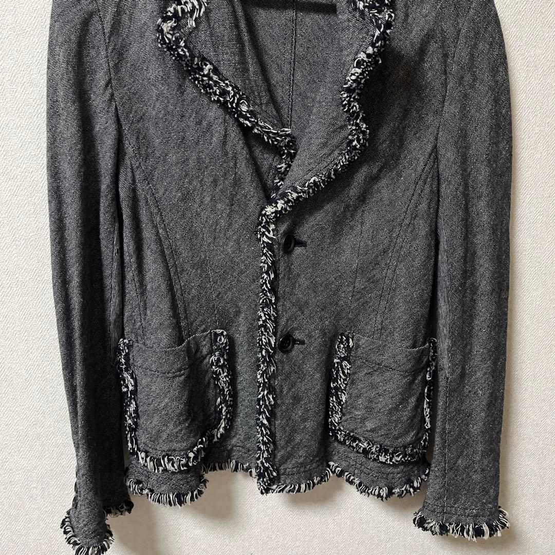 トリココムデギャルソン　フリンジジャケット　グレー　M コムデギャルソン
