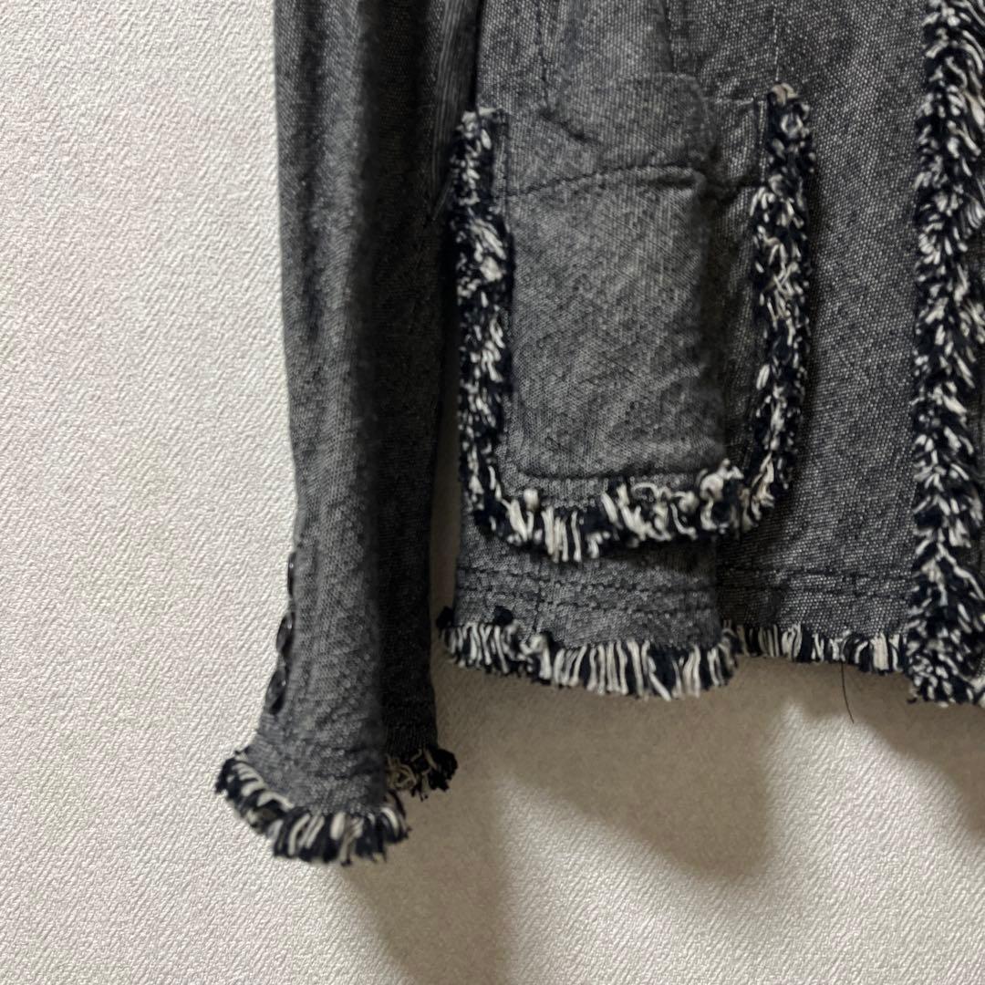 トリココムデギャルソン　フリンジジャケット　グレー　M コムデギャルソン