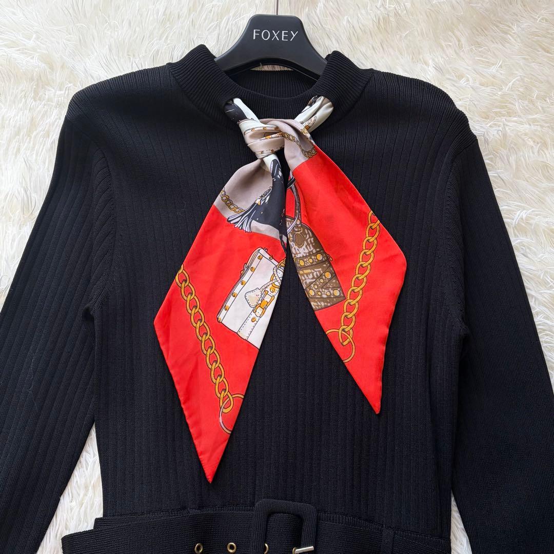 美品　ダイアグラム　スカーフネックニットワンピース　ブラック