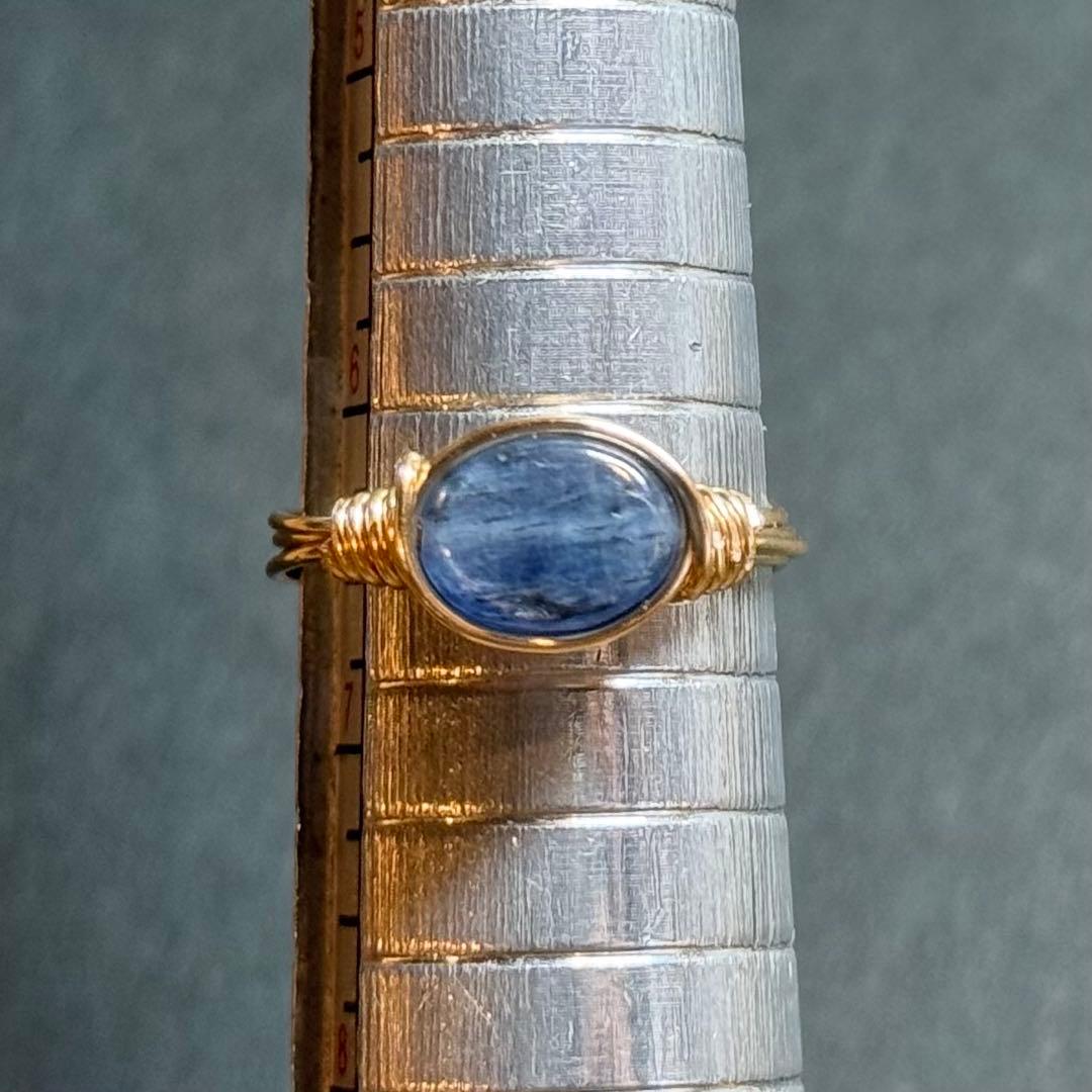 WR518G 天然石 パワーストーン ワイヤーリング カイヤナイト オーバル