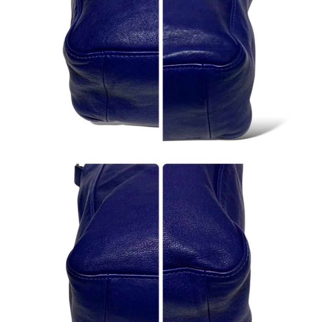 美品 ロンシャン ビジネスバッグ 2way 斜めがけ レザー ブルー