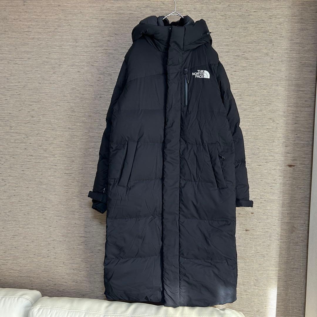 【ノースフェイス】ロングダウンコート　ベンチコート　XSブラック黒　刺繍　F5