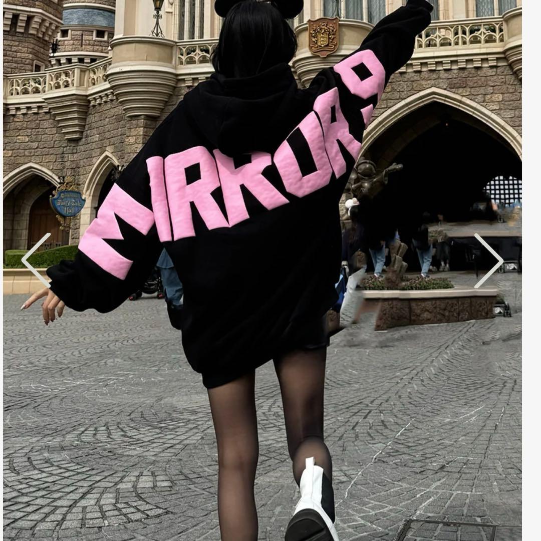 MIRROR9パーカー　ブラックピンクMLサイズ　ミラーナイン　最終値下げ！