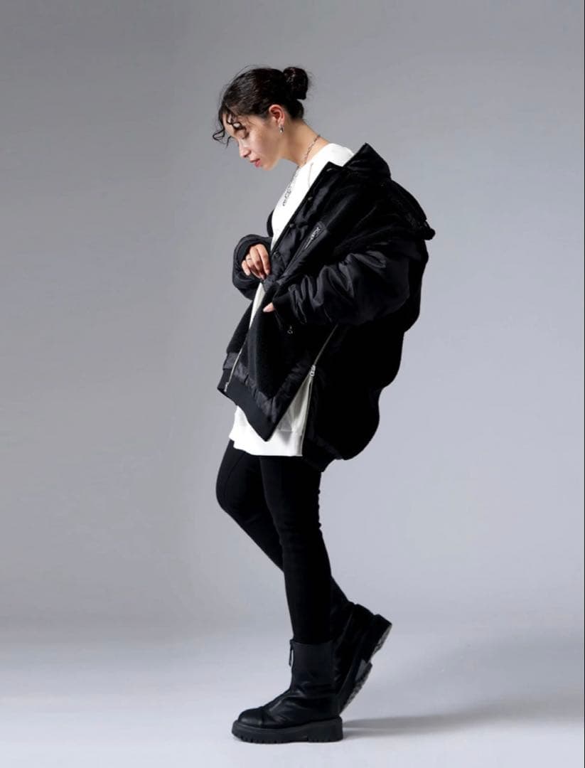 【試着のみ】定価16,500円antiquaアンティカ 2wayボアアウター黒