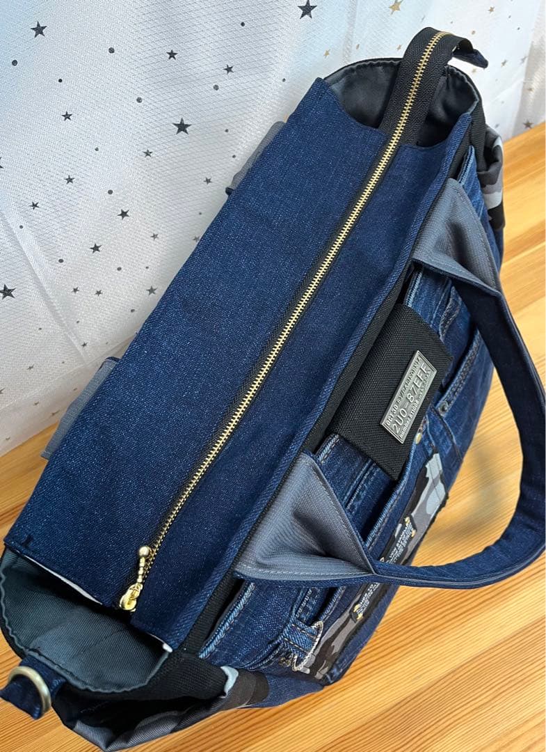 ぴょん大きめデニムリメイクバッグ（LL）No.796☆トートバッグ