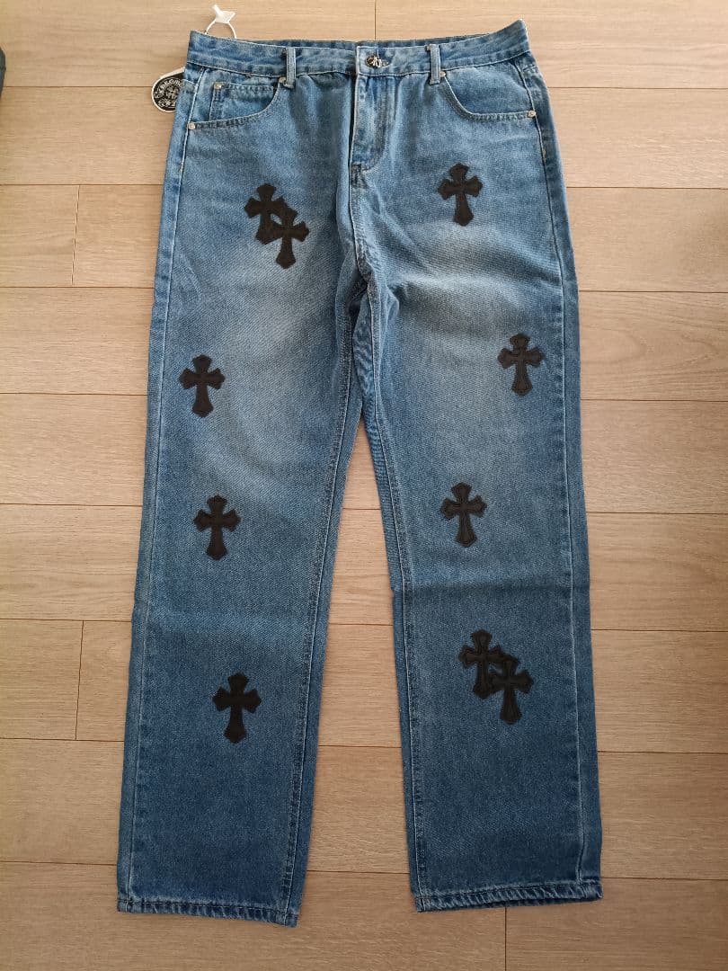 クロス柄 デニム ジーンズ W36