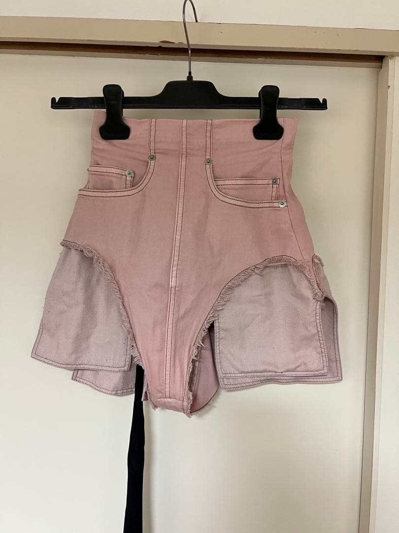 rick owensDRKSHDWハイウエストデニムショートパンツ ピンク