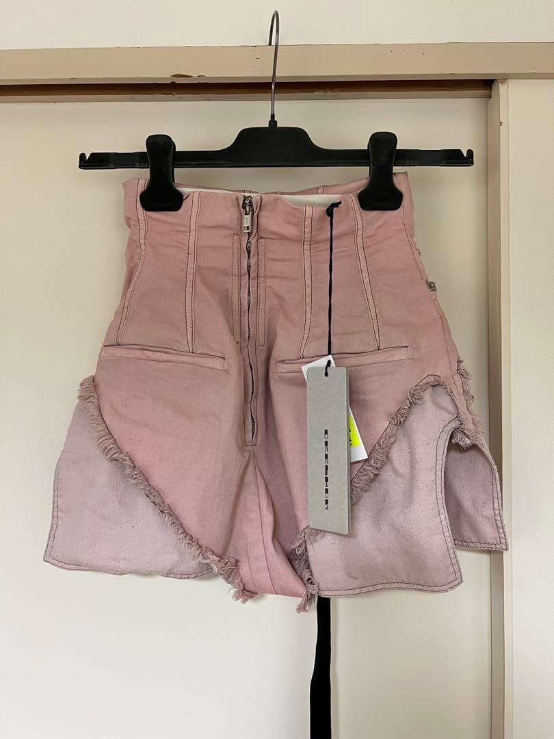 rick owensDRKSHDWハイウエストデニムショートパンツ ピンク