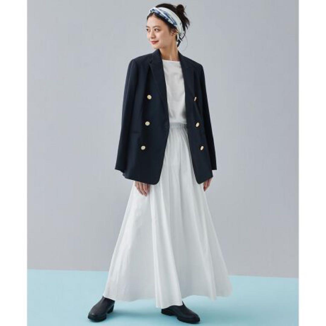 23区 ウールストレッチギャバダブル前ジャケット38 ネイビー 21AW