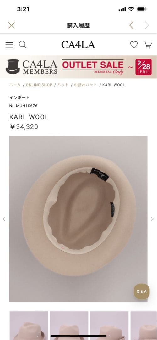 Millbauer ベージュ ウールフェルトハット　CA4LA購入