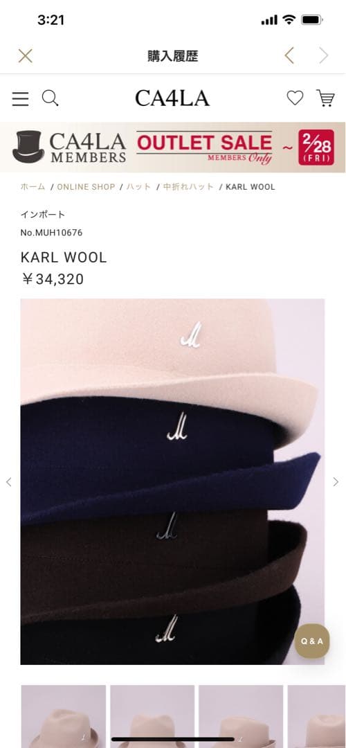 Millbauer ベージュ ウールフェルトハット　CA4LA購入