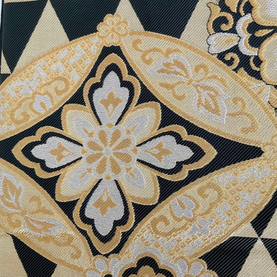 袋帯　振袖用袋帯No.170 黒系　金系　正倉院鱗花紋