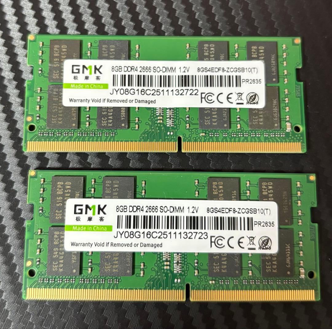 【最終価格】GMK 8GB DDR4 ノートPC用メモリ 2枚組