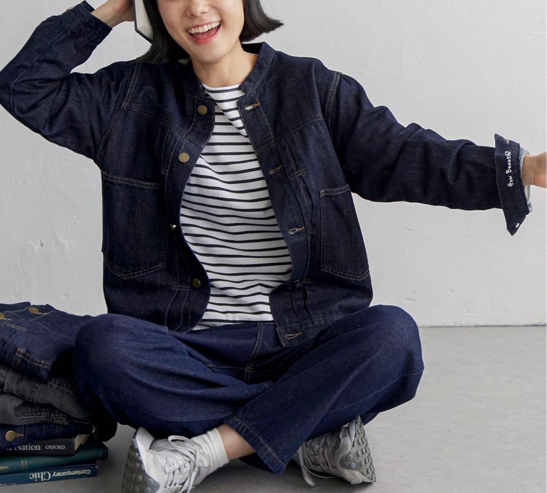 セットアップ LBC ノーカラーGジャン ゆるテーパードデニム M タグ付