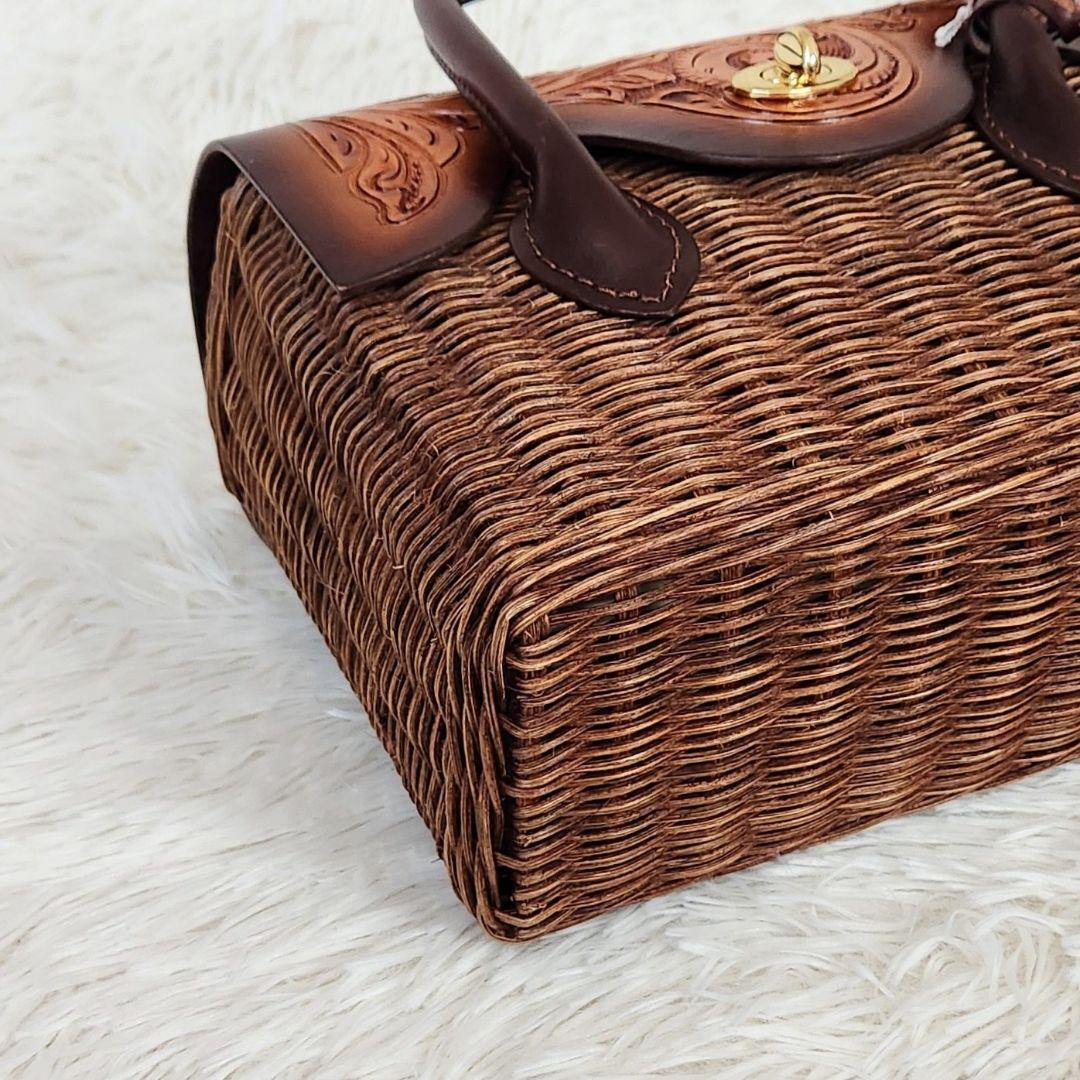 《未使用》グレースコンチネンタル カービングトライブス かごバッグ