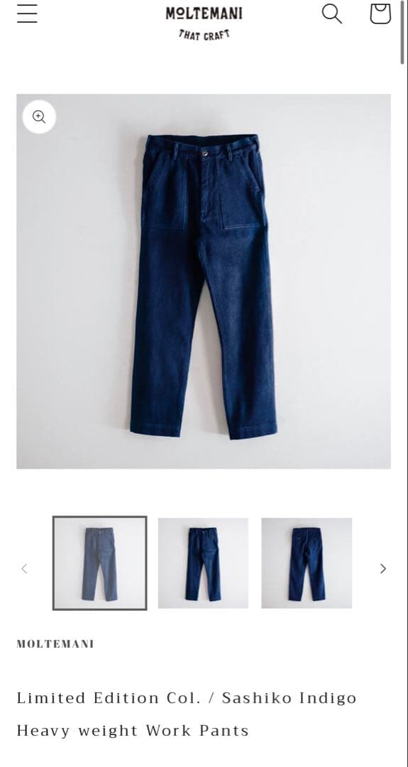 MOLTEMANI セットアップ　刺し子　インディゴ