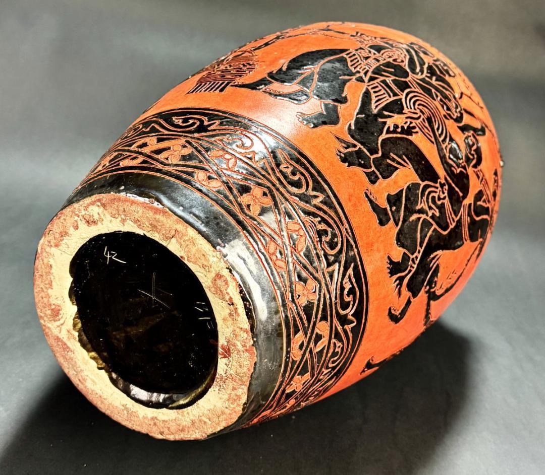 紀元前6～7世紀頃の様式 古代ギリシャ 黒絵式文様入神話文 四耳壺WWTT006