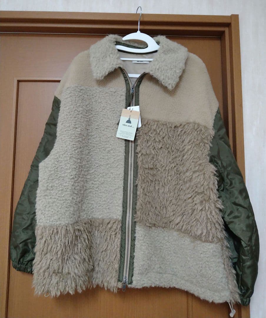 【新品】ニコアンド☆パッチワークボアブルゾン　ベージュ　 F