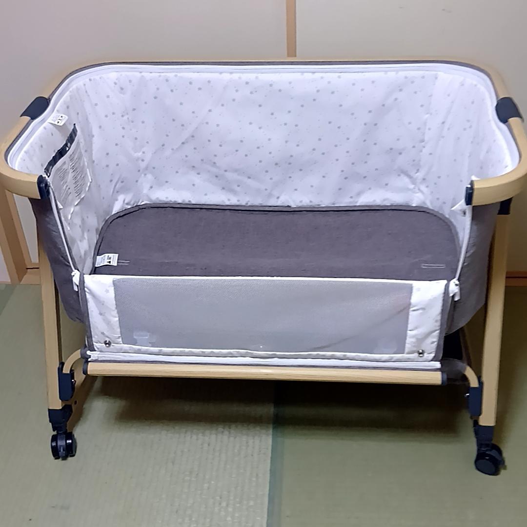 HZDMJ 折りたたみ　ベビーベッド　添い寝　グレー　取扱説明書・収納袋付属